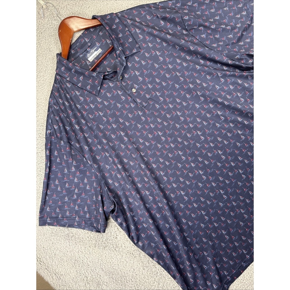 Ben Hogan Performance Polo Shirt Mens 3XL Navy Blue Sailboat Print Golf